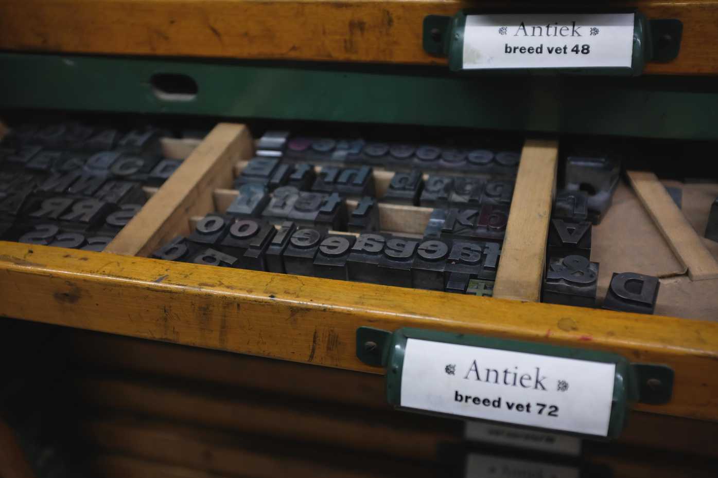 lead type in a letterpress drawer