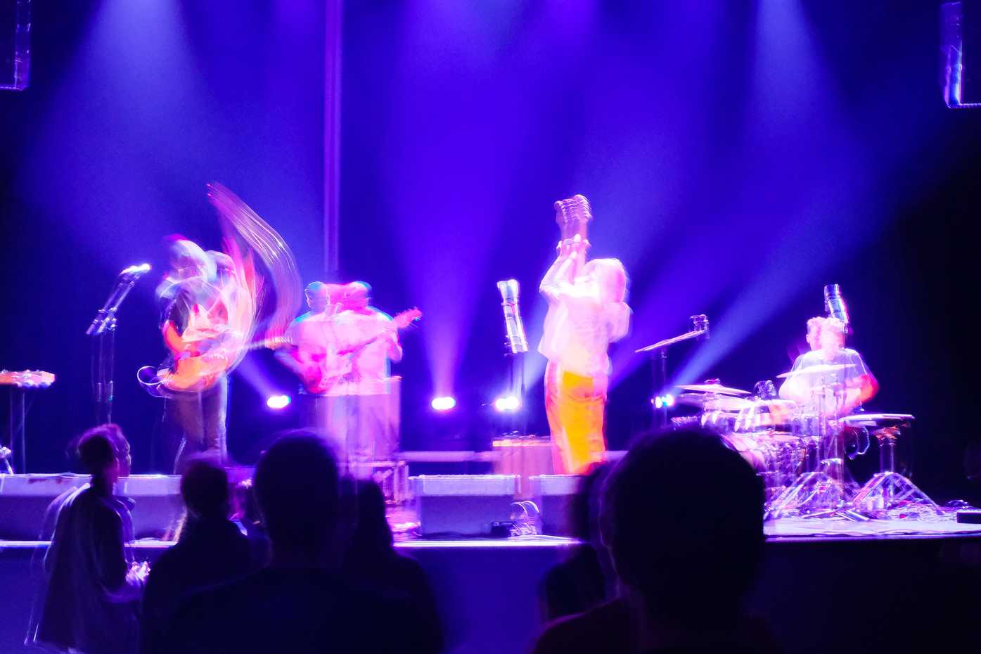 Blurry, colorful photo taken at a show