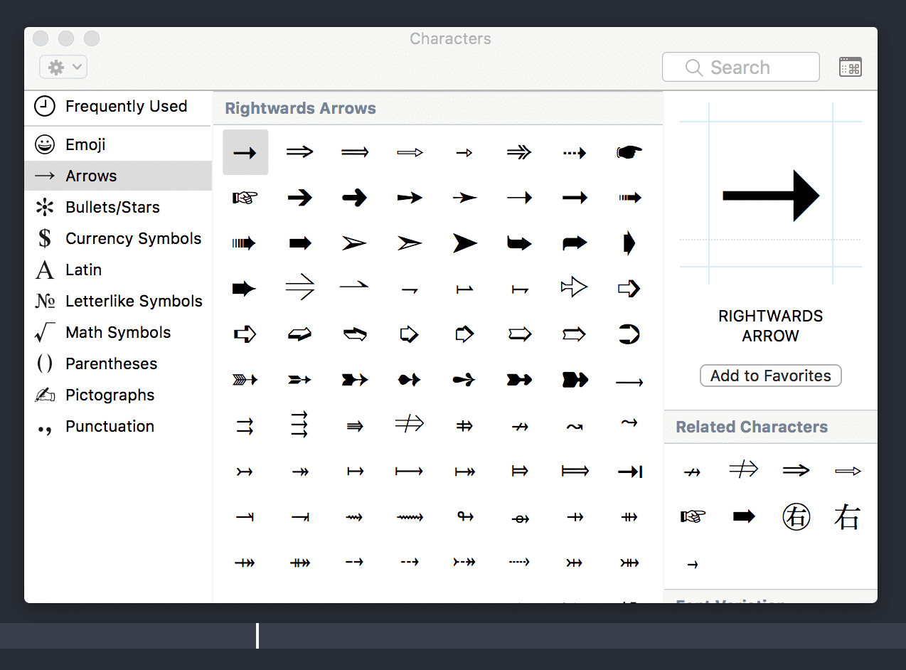 Mac special characters window